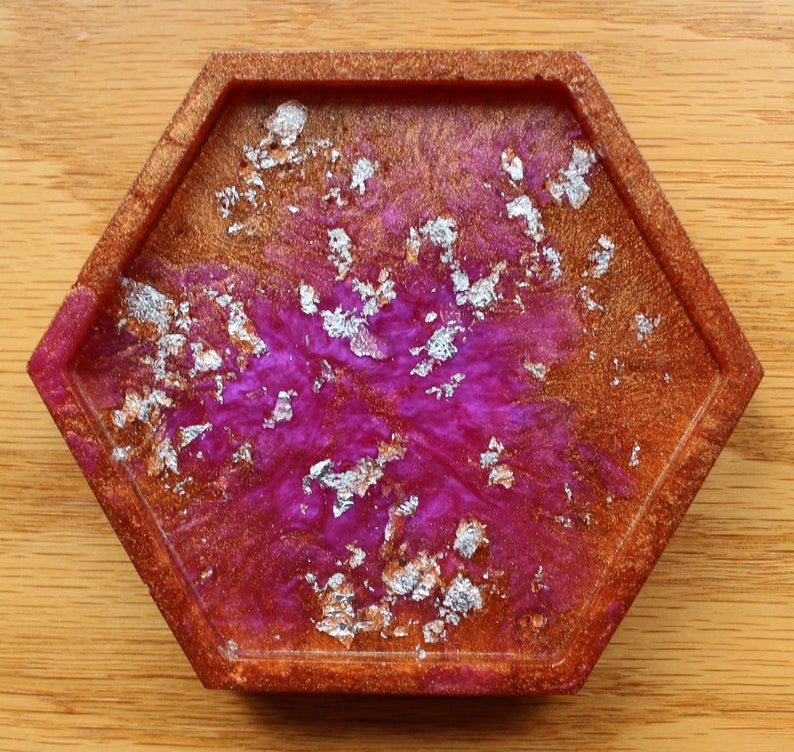 Hexagon Coasters MARKDOWN Copper /& Pink