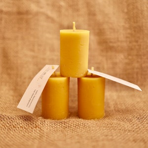 3 beeswax candle small stumps