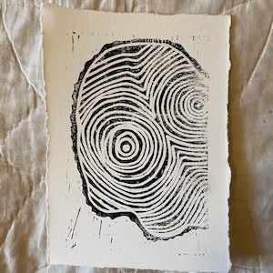 Tree Lines // Finger Print A5 Lino Print