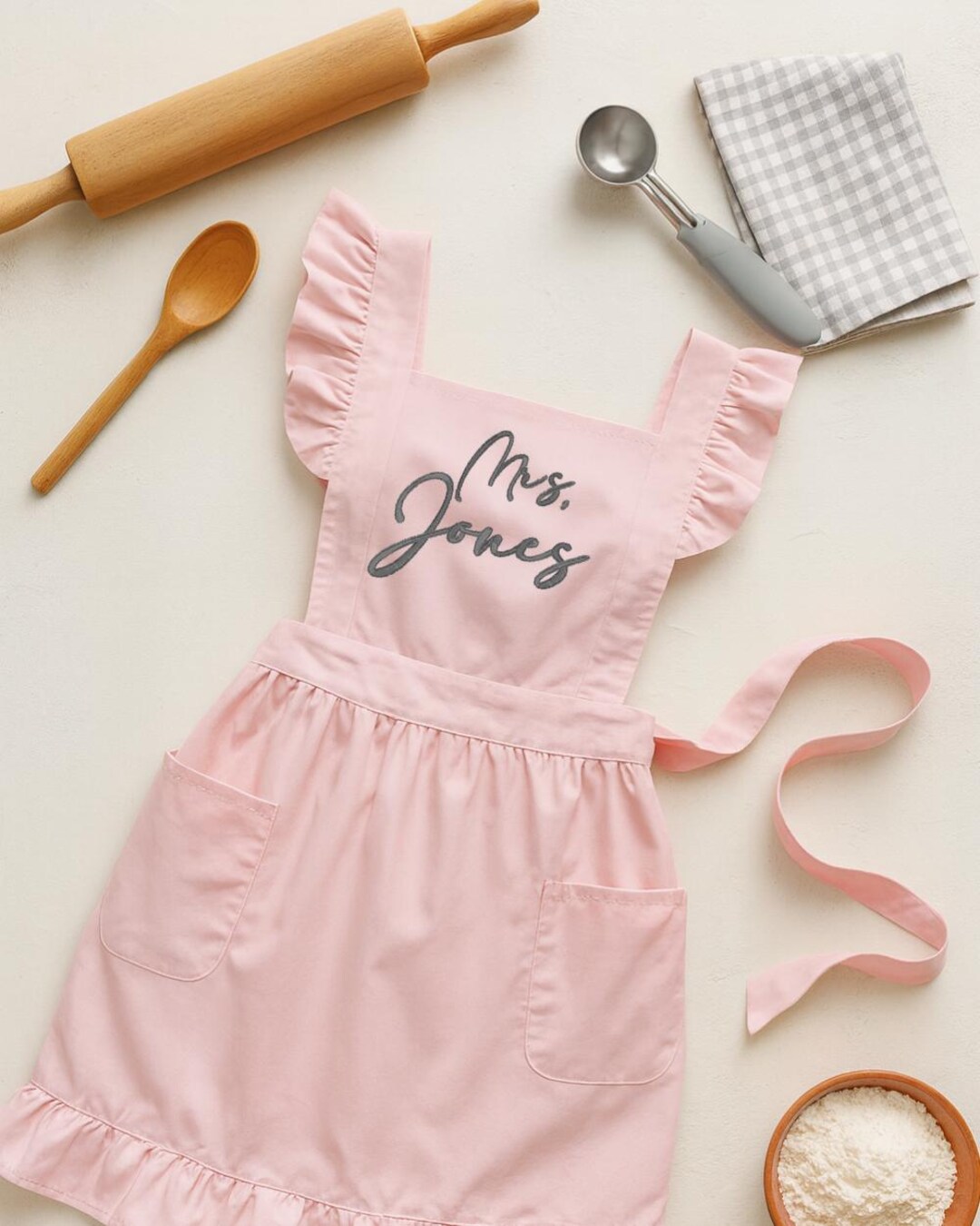 Personalized Ruffle Apron With Custom Embroidery, Hostess Gift, Bridal ...
