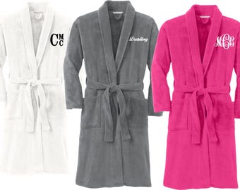 Custom Embroidered Robe, Personalized Robe, Embroidered Plush Robe, Bridesmaid Gift, Custom Bath Robe, Wedding Robe, Micro Fleece Spa Robes