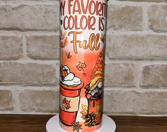 My Favorite color is Fall Gnome 20 oz Stainless Steel Tumbler | Fall tumbler