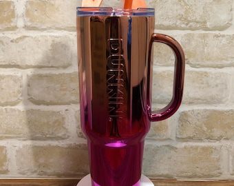 NEW 2024 ORIGINAL DUNKIN 40oz Stainless Ombre Chrome Tumbler with Handle