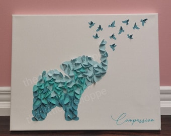 Custom Canvas Elephant Frame, Wall art,  **PICK UP ONLY** (contact for code to waive shipping)