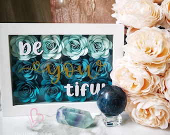 Full Flower Shadow Box Frame, Floral Wall Art