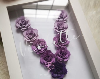 Initial Flower Shadow Box, Name Wall Art