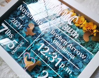 Birth Stat, Baby Stat, Baby Announcement, Newborn Announcement Flower Box