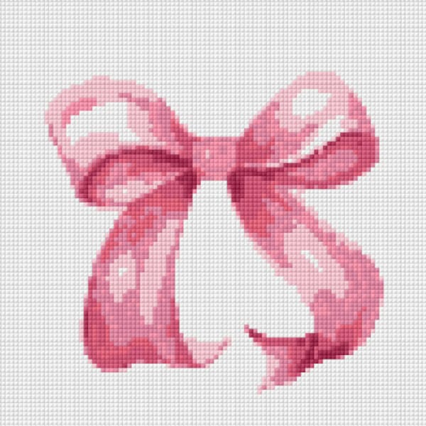 Needlepoint Chart, Cross Stitch Pattern, Modern Girl Bow Design, Digital PDF Download for DIY Ideas, Paint Your Own Canvas, Easy, Beginner