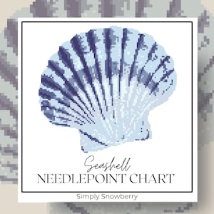 Wzór haftu krzyżykowego „Muszla” z motywem nadmorskim, poduszka haftowana igłowo w stylu Nowej Anglii