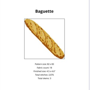 French Baguette Needlepoint Chart, French Cross Stitch Pattern, Beginner Paint Your Own Small Needlepoint Canvas image 3