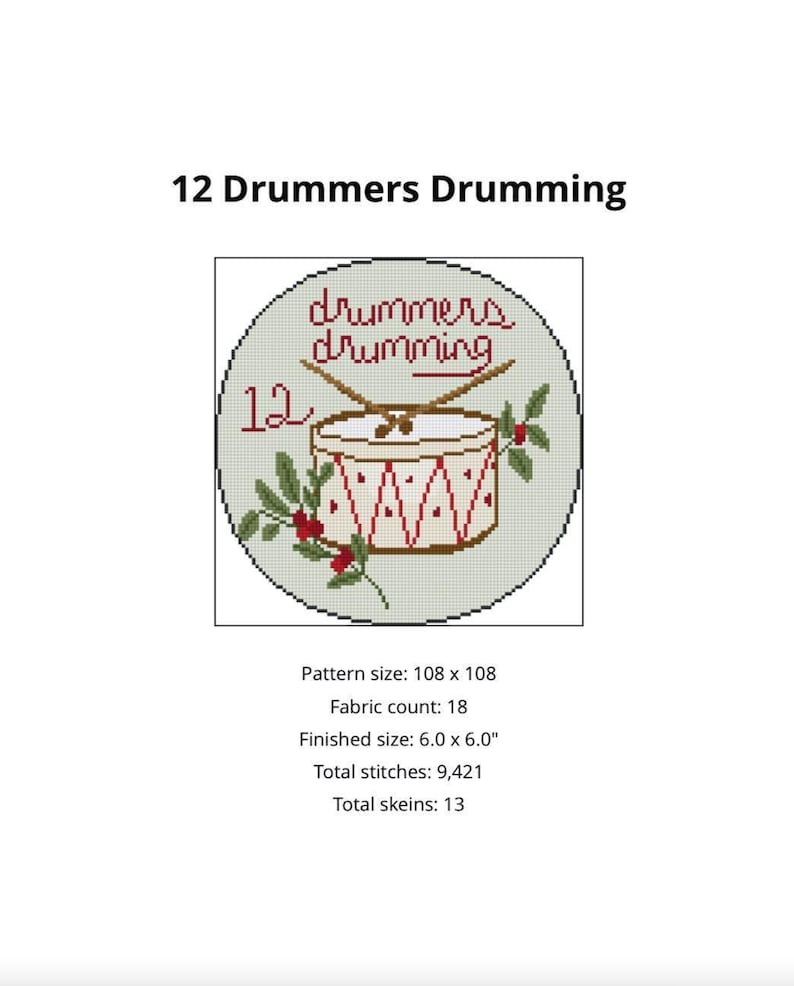 Quirky 12 Days of Christmas Needlepoint Patterns • Ornament Set • Cross Stitch & Needlepoint PDF • DIY Chart • Instant Download image 6