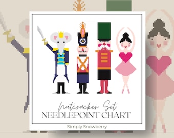 Nutcracker Ballet Needlepoint Charts, 4 Separate Cross Stitch Patterns, Cross Stitch Pattern, Digital PDF Download Paint Your Own Canvas