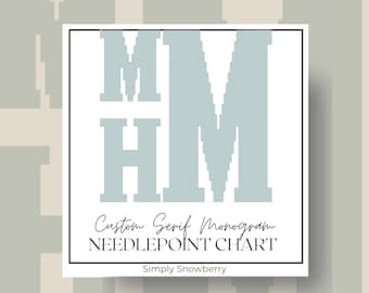 Custom Monogram Needlepoint Chart, Cross Stitch Pattern, Sentimental Wedding Gift, Personalized Gift,