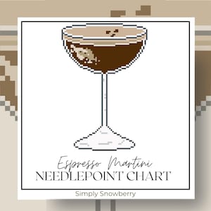 Espresso Martini Needlepoint Chart Design Idea Bar DecorCross Stitch Pattern Digital PDF Download Paint Your Own Canvas Easy Beginner