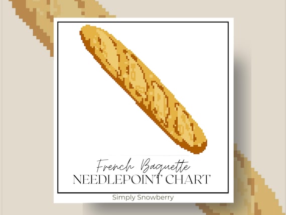 French Baguette Needlepoint Chart, French Cross Stitch Pattern, Beginner Paint Your Own Small Needlepoint Canvas