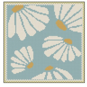 Vintage bloemen borduurmotief ontwerpidee modern bloemenpatroon kruissteekpatroon digitale download pdf verf je eigen canvas eenvoudige beginner