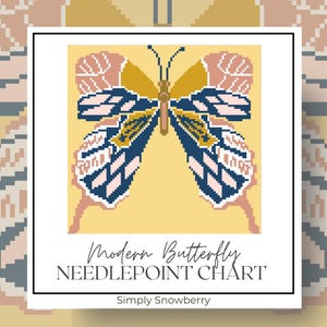 Butterfly Needlepoint Chart, Anthropologie-Inspired Design, Ornament or Home Décor PDF Download, Cross Stitch Pattern