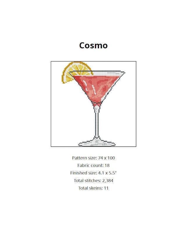 Cosmo Needlepoint Chart Design Idea Cocktail Cross Stitch Pattern ...