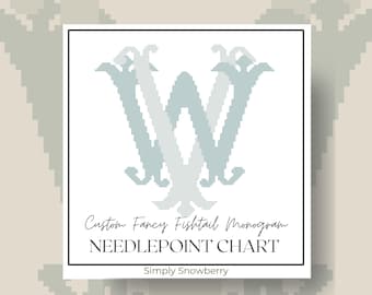 Custom Monogram Needlepoint Chart Personalized Counted Cross Stitch Pattern Sentimental Wedding Gift for Bride