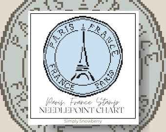 Parijs borduurpatroon 13 mesh digitale downloadkaart Eiffeltoren reisornament kerstcadeau Frankrijk stempel ontwerpidee kruissteek