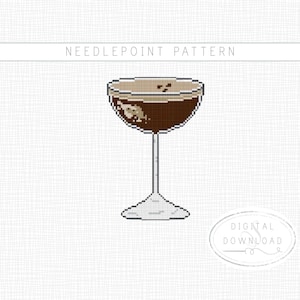 Schema per ricamo a punto croce Espresso Martini, download digitale, idea per ricamo a punto croce per bevande per adulti, schema facile per dipingere la tua tela