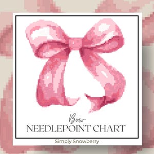 Bow Needlepoint Pattern Christmas Ornament Tree Topper Holiday Decoration Feminine Design Digital Download Cross Stitch Coquette Style Girly