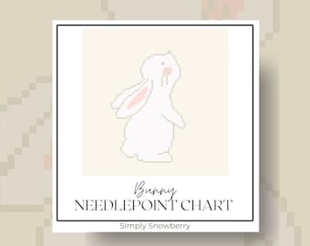 Bunny Needlepoint Pattern, Easter Nursery Decor (PDF Digital Download)