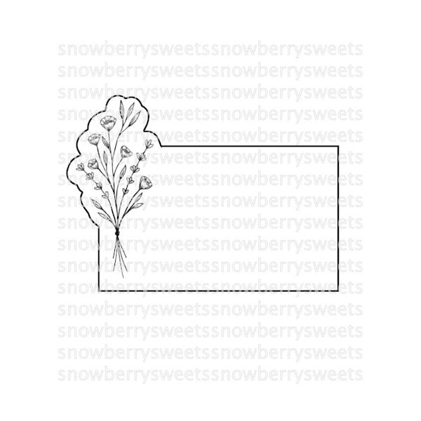 Floral Plaque Cookie Cutter 3.25" STL Digital Download, 3D Printed Flower Birthday Wedding Shower Anniversary Spring Theme Ideas Design