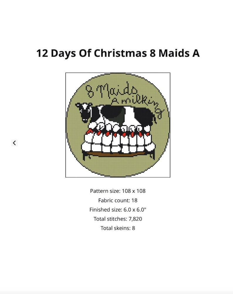 Quirky 12 Days of Christmas Needlepoint Patterns • Ornament Set • Cross Stitch & Needlepoint PDF • DIY Chart • Instant Download image 3