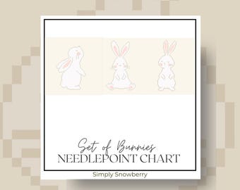 Bunny Needlepoint Pattern, Easter Cross Stitch, Nursery Decor (PDF Digital Download)
