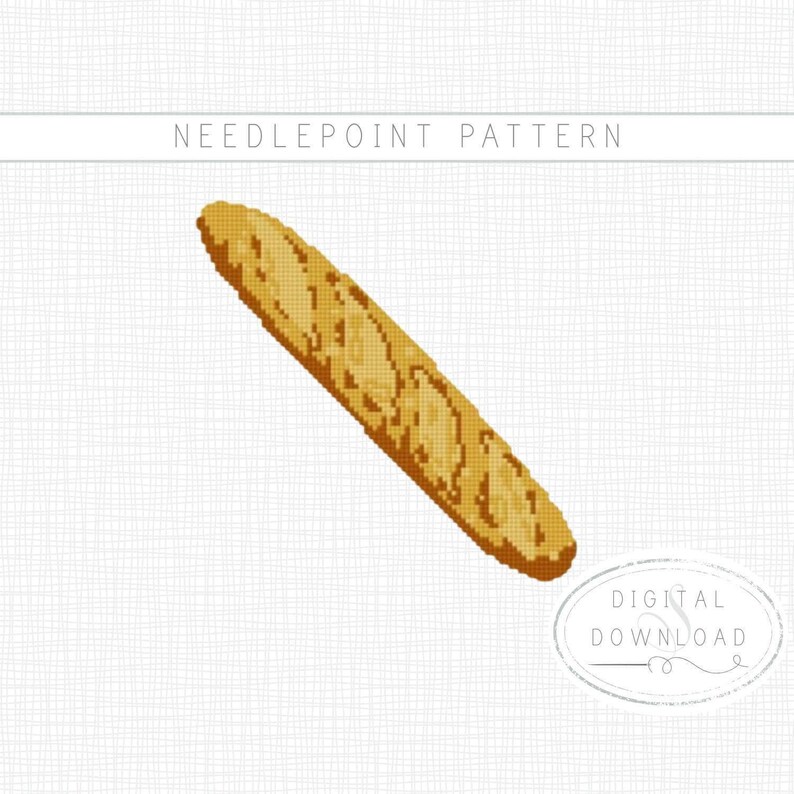 French Baguette Needlepoint Chart, French Cross Stitch Pattern, Beginner Paint Your Own Small Needlepoint Canvas image 2