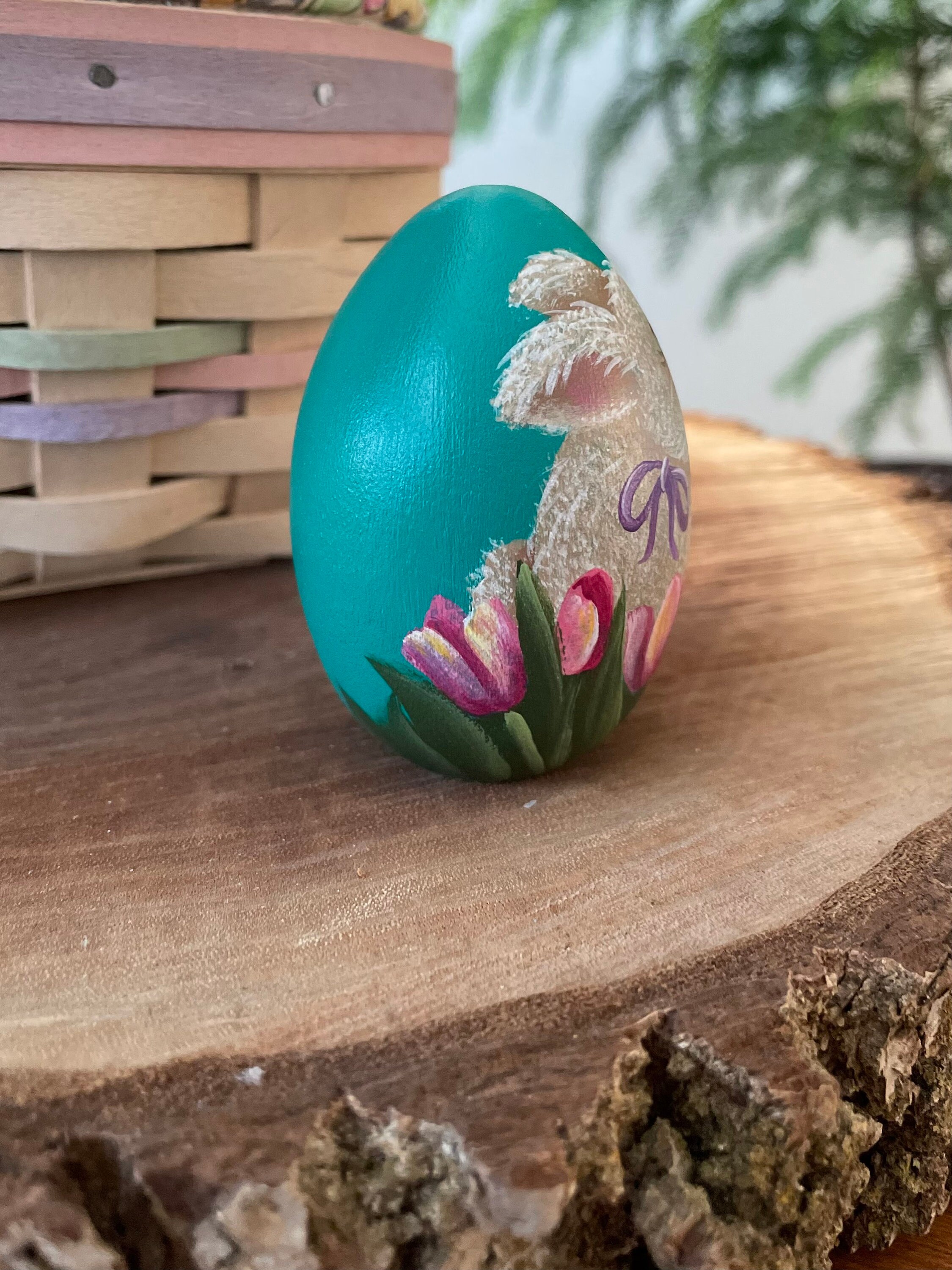 Bunny Hand Painted Bunny Bunny Gift Hand Painted Wood Egg Etsy