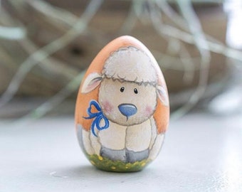 Lamb, hand painted gift, lamb gift, hand painted wood egg, Easter egg, Easter gift