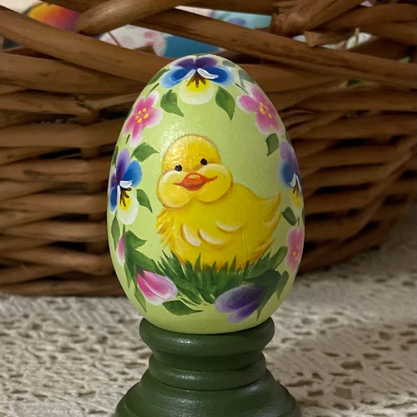 Chick, hand painted chick, hand painted wood egg, Easter egg, Easter gift, egg