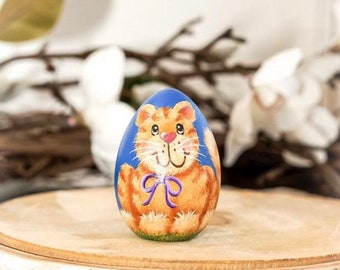 Tabby cat, cat gift, orange cat gift, hand painted wood egg, Easter egg, Easter gift