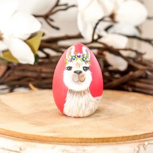 Llama, hand painted llama, llama gift, hand painted wood egg, Easter egg, Easter gift, egg