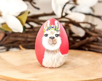 Llama, hand painted llama, llama gift, hand painted wood egg, Easter egg, Easter gift, egg