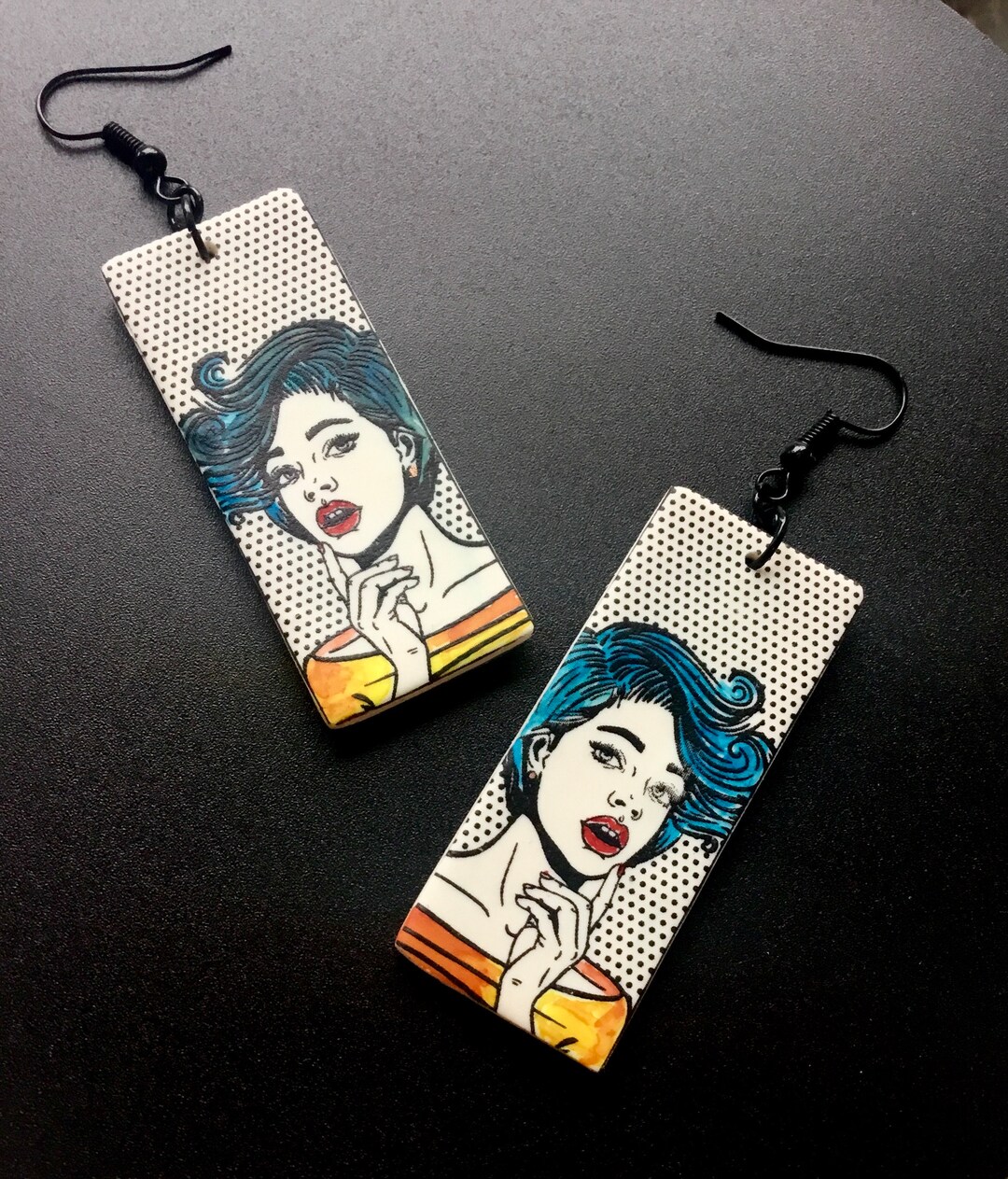 Pop Art Earrings for Women Comic Book Jewelry Fun Dangle Etsy
