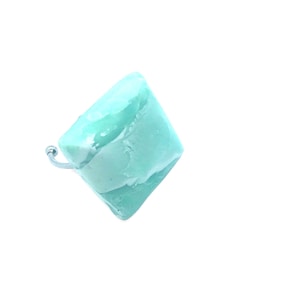 Mint green ring, big statement ring for women, polymer clay ring, square ring, artisan ring, wife birthday gift, valentine present, for her