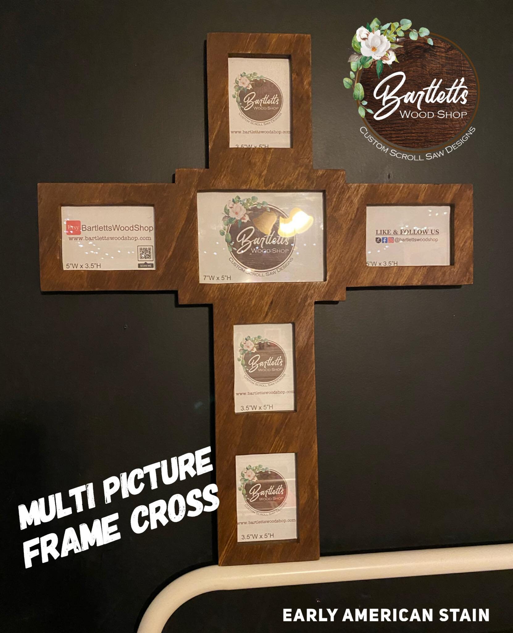 MEDIUM Multi Picture Frame Cross - Hand Cut on Scroll Saw - Cross ...