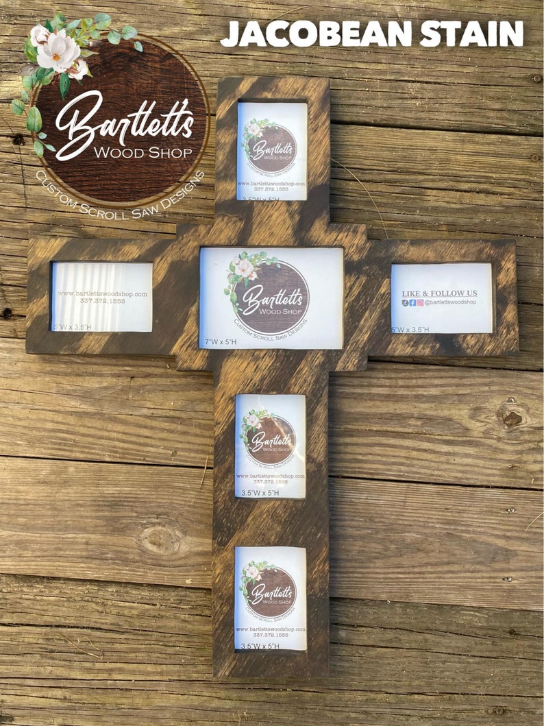 MEDIUM Multi Picture Frame Cross - Hand Cut on Scroll Saw - Cross ...