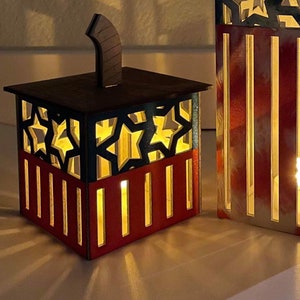DateiNUR | 2 Windlichter | 4.Juli | DIGITALE SVG-DATEI | 5mm | Laser | Glowforge Ausstecher | vierte gerechte Kerze zum Unabhängigkeitstag