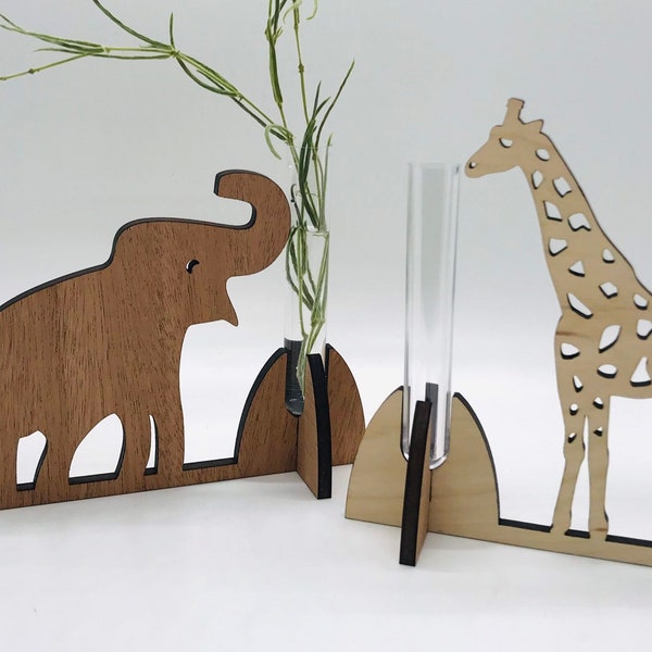 FileONLY - Safari Pair Propagation Stand 3mm & 5mm - DIGITAL SVG FILE  Elephant and Giraffe | Glowforge Laser Cutter diy Houseplants plants