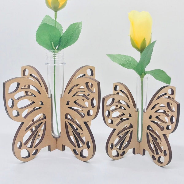FILEOnly | 2 Butterfly Vase | Propagation Stand | DIGITAL SVG FILE for 3mm, 5mm (file includes small & large butterfly) | Glowforge | Laser