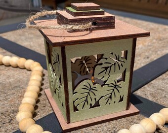 FILEOnly | 3 Leaves Monstera Fern Hemp Mini Lanterns | DIGITAL SVG FILE | Glowforge | Laser | Cutter