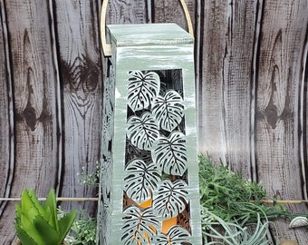 FILEOnly | Tapered Lantern | Monstera Leaf | DIGITAL SVG FILE | 5mm | Laser Cutter | Glowforge diy plants houseplants candle
