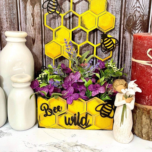 FileONLY | Bee Flower Box | DIGITAL SVG FILE | Glowforge | Laser Cutter diy honeycomb beehive honey bee