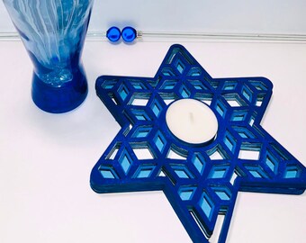 DATEI | Geometrisch geschichtete Sterne | mit oder ohne Teelichtkerzenhalter | DIGITALE SVG-DATEI | Glühschmiede | Laser | Ausstecher | DIY Layer Stern