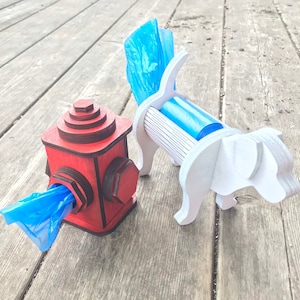 FileONLY | 2 Dog Poop Bag Containers | Fire Hydrant | Puppy | DIGITAL SVG FILE for 5mm | Glowforge | Laser | Cutter