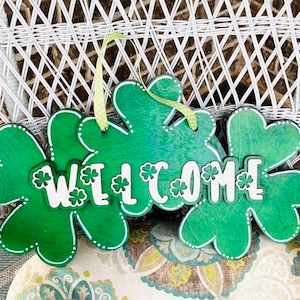 FileONLY | 2 Large Door Signs | St Patricks Day | Shamrock | Welcome | Hello | Porch | DIGITAL SVG FILE | Laser Cutter | Glowforge